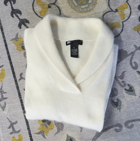 Carole Little Angora Rabbit Hair Lambs Wool Sweater   Cream/  PL Size⚜️🤍⚜️ - Picture 1 of 6